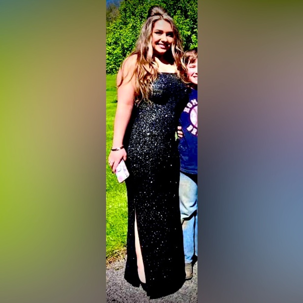 Afortori black and silver evening gown for prom, homecoming, any event worn once